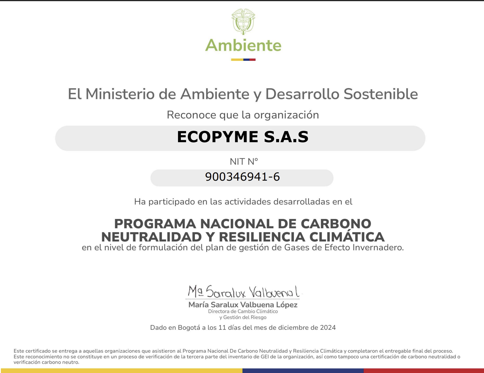 Certificación Ecopyme 2